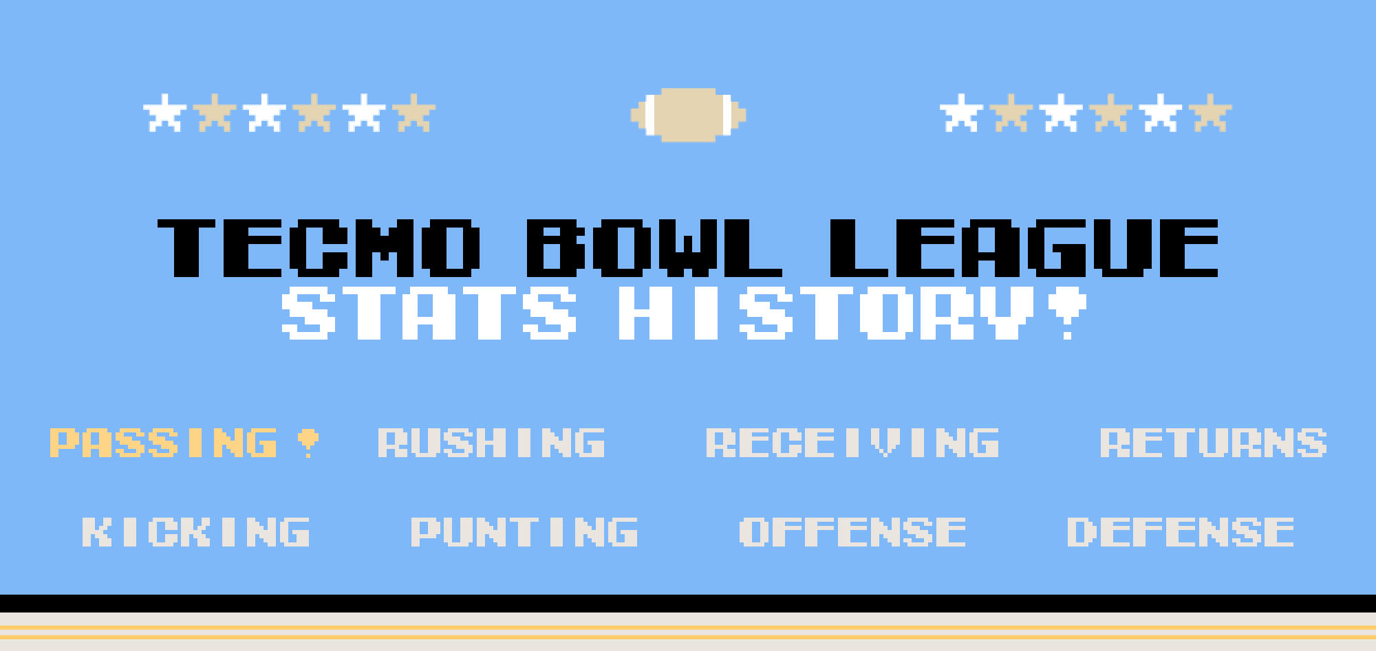 TBL Passing Stats | Records | Tecmo Bowl League