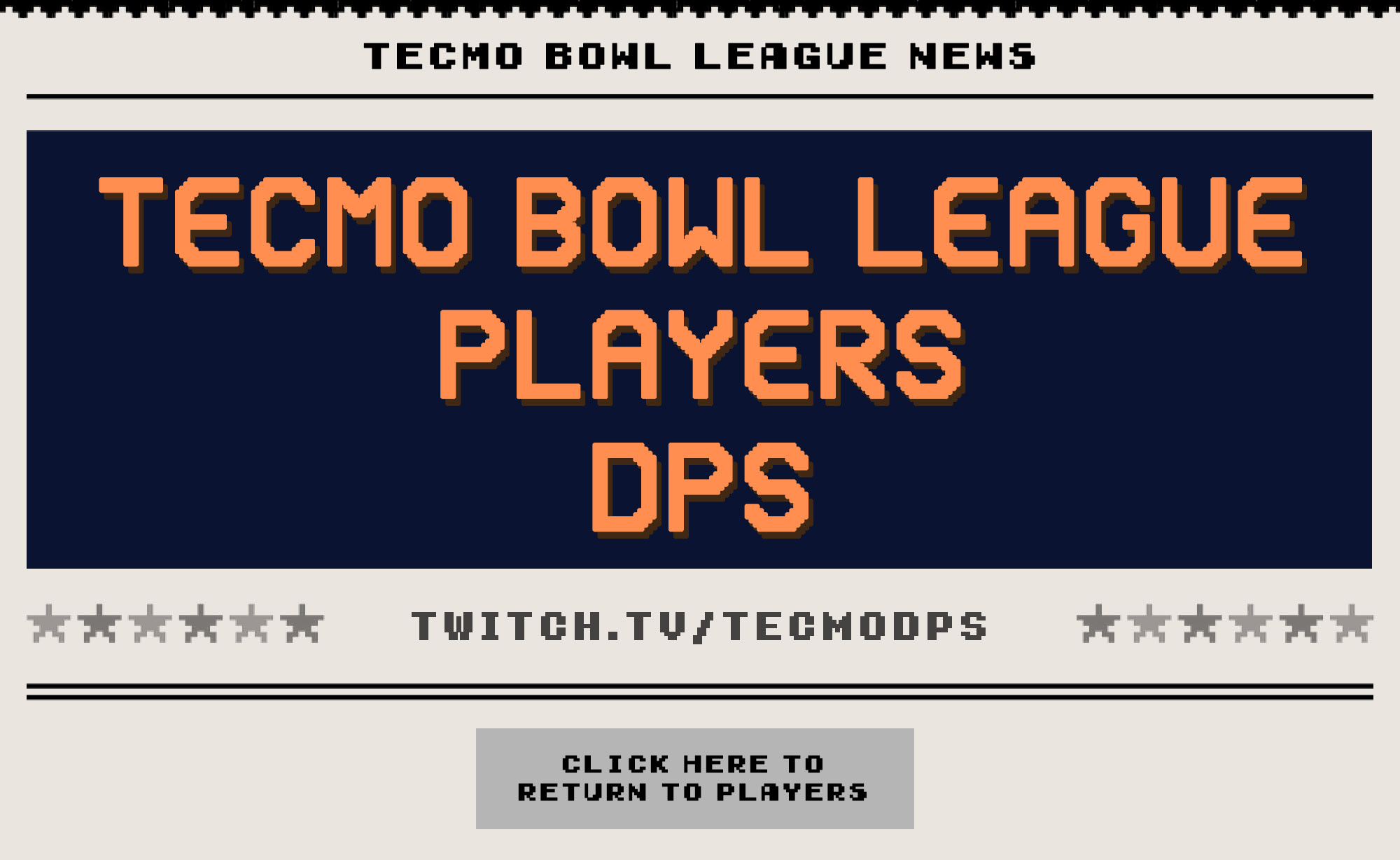 DPS | Tecmo Bowl League
