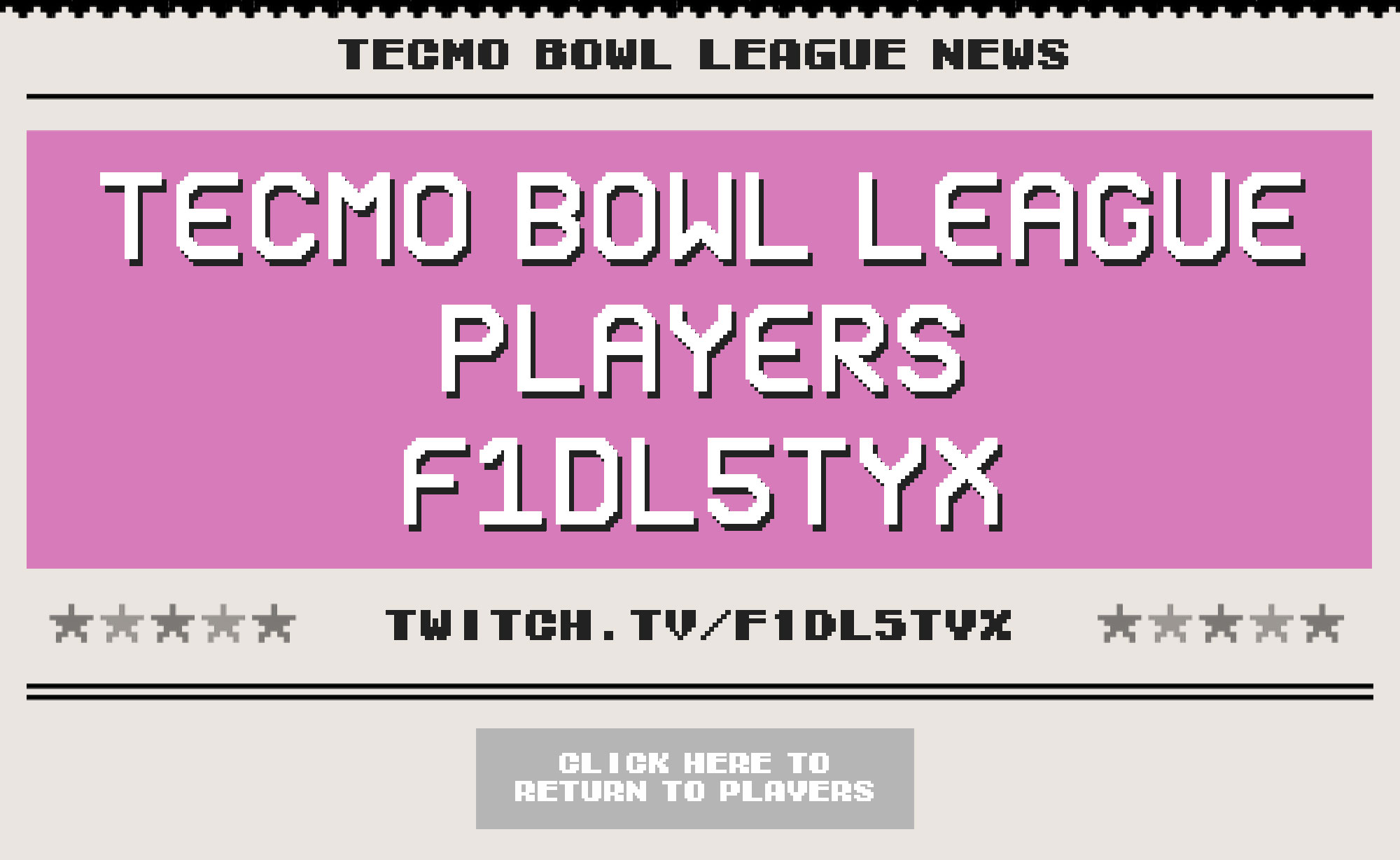 F1DL5TYX | Tecmo Bowl League