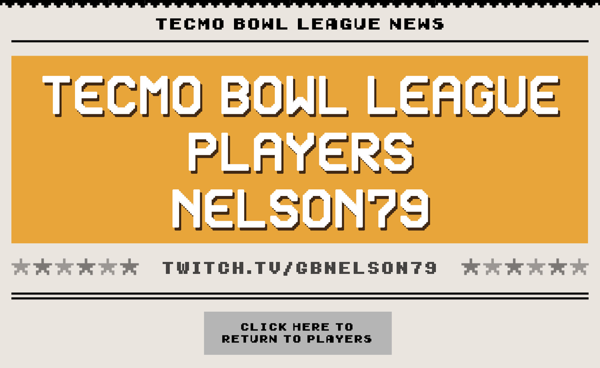 NELSON79 | Tecmo Bowl League